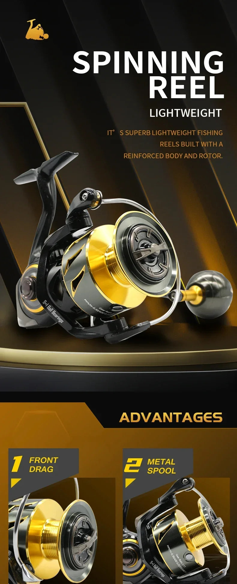 Rooblinos SW Long Shot High End Offshore Reel Full Metal 4000 8000 Series 9 + 1 BB 66LB Max Drag for Pro Saltwater Fishing