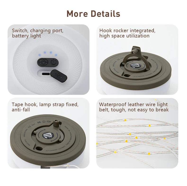 BISINNA Camping String Light USB Charging Lantern 1800mAh