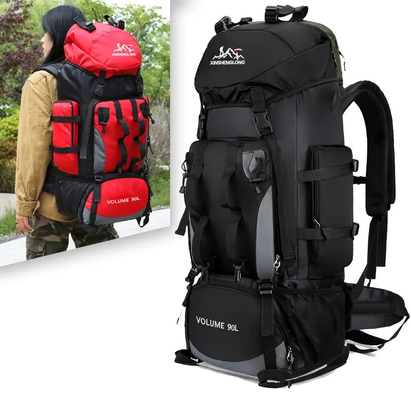 Large 90-liter travel bag, camping backpack, hiking backpack, military backpack, mountaineering backpack, outdoor backpack