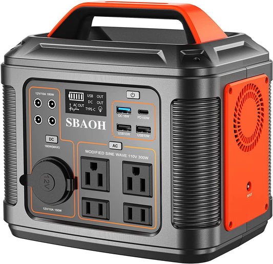 🔋 300W Portable Power Station – 296Wh ☀️ Solar-Ready • Quick Charge • AC/DC + LED Light