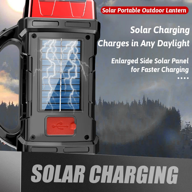 🔦 DUAL COLOR SOLAR LED LIGHT 🔋☀️ 16-LED Rechargeable Lantern w/ USB Power Bank – Dual Light Modes for Any Adventure!