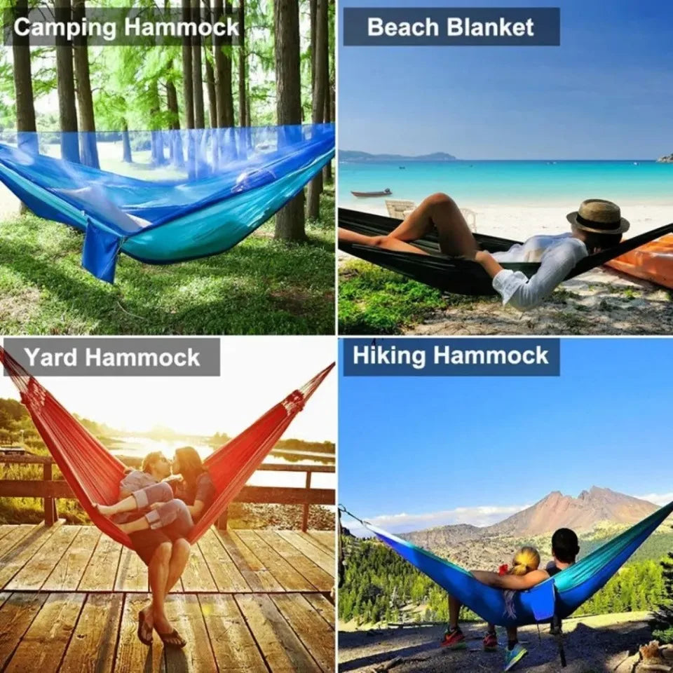 "Lightweight Hammock with Mosquito Net - High Strength Parachute Fabric, 250x120cm"