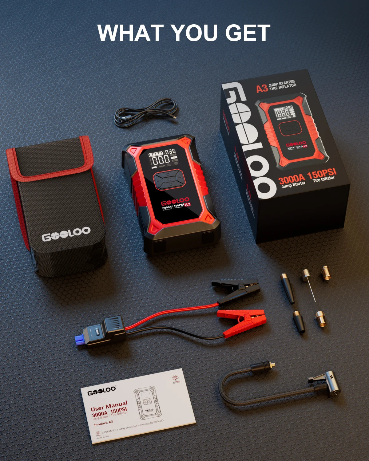 🚗⚡ GOOLOO A3 JUMP STARTER WITH AIR COMPRESSOR 🛞🔋 3000A POWER + 150PSI AUTO-INFLATE