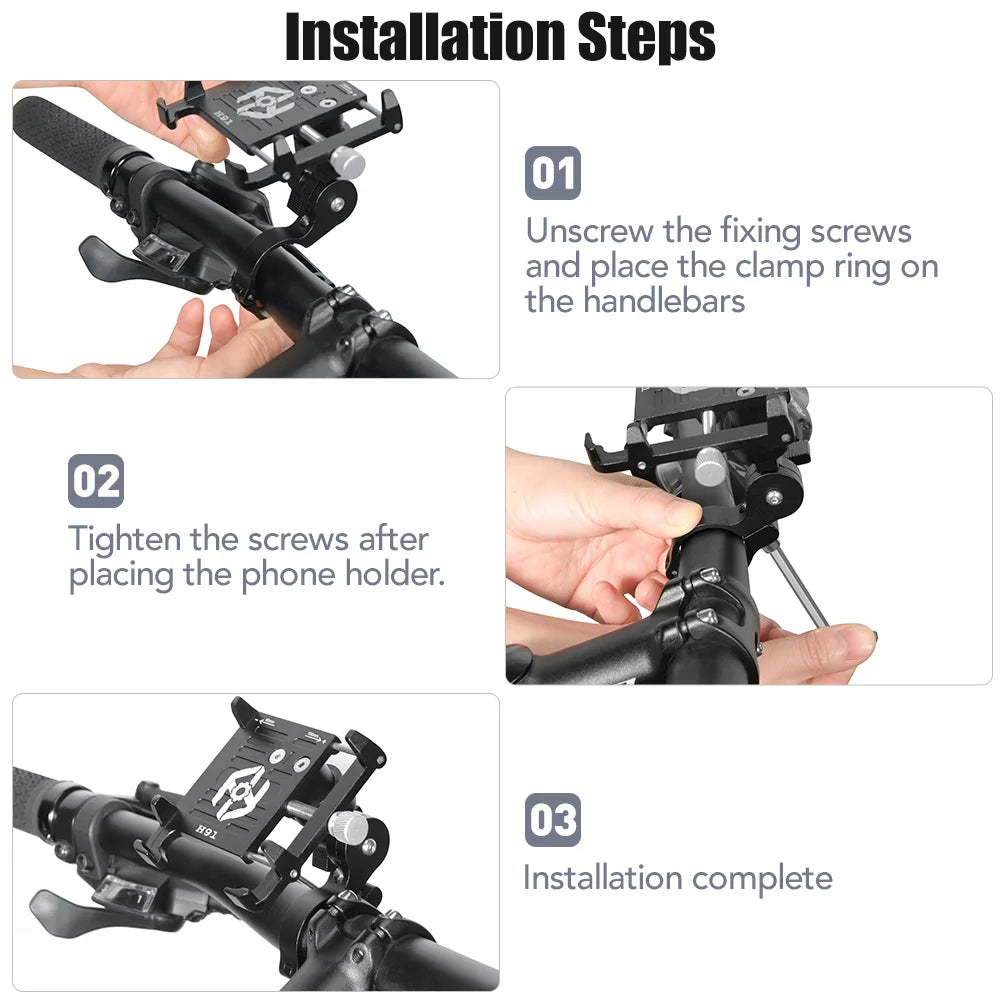 "NEWBOLER 360° Rotatable Aluminum MTB Phone Mount – Adjustable, Non-Slip Bike Holder for Cycling"