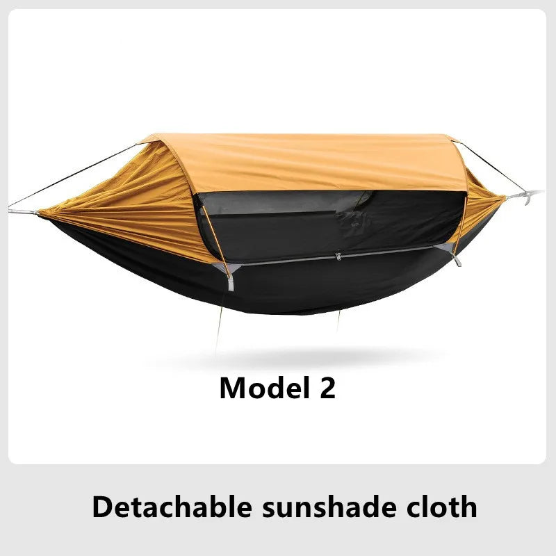 🏕️ MODEL 2.0 TRAVELER HAMMOCK 🦟☀️ Double Hammock w/ Mosquito Net & Sunshade – Outdoor Ready, Anti-Roll Stability!