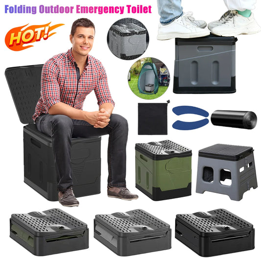 "Portable Folding Travel Toilet – Collapsible, Odor-Free, Outdoor & Car-Ready"