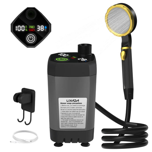🚿 Smart Camping Shower Kit – 6000mAh Power 🔋 Digital Display • Adjustable Flow • Outdoor Ready
