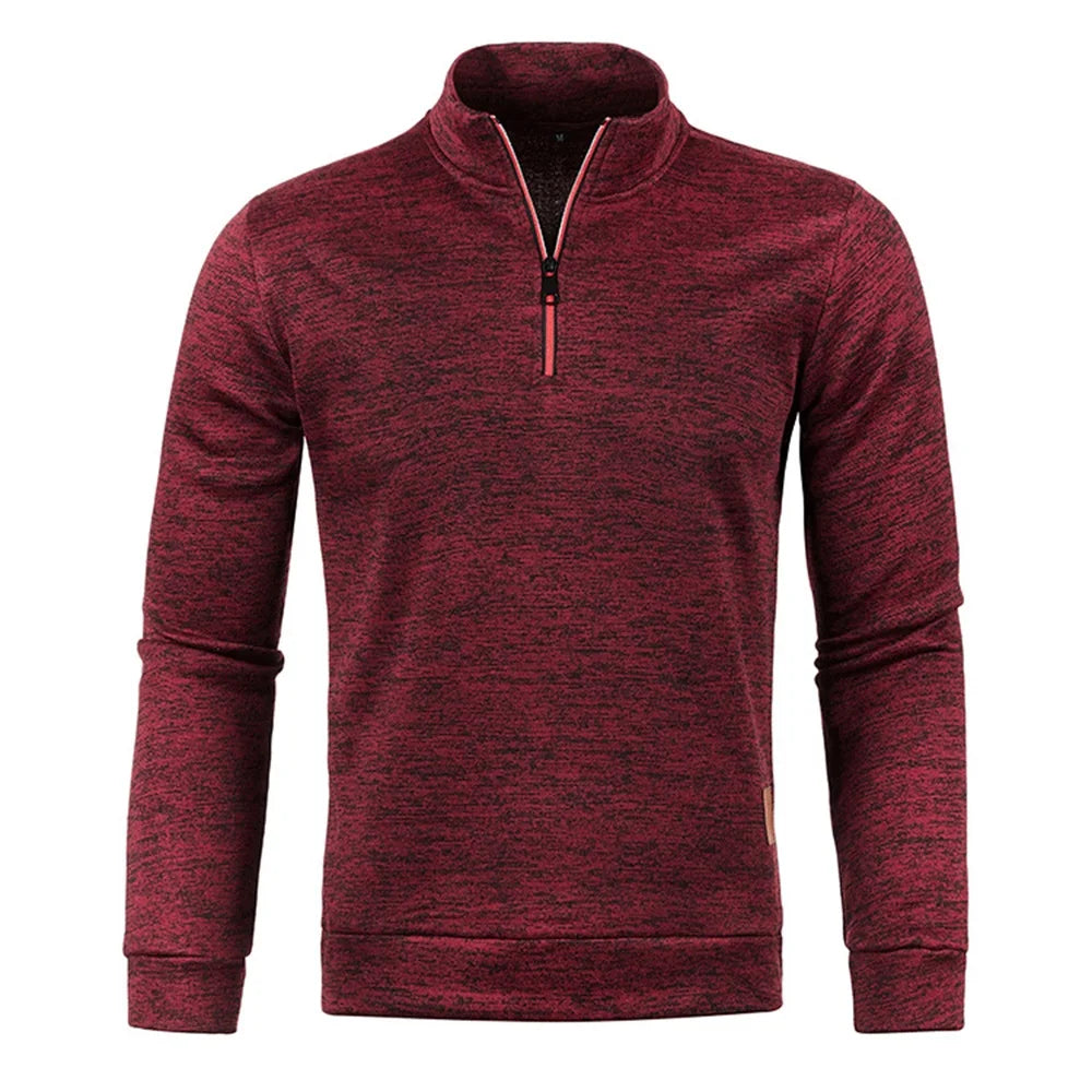 Men's Spring & Autumn Thicker Half-Zip Pullover Hoodie with Turtleneck.