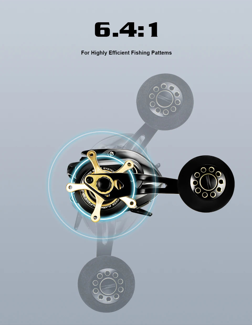 Soloking GKA300 Baitcasting Reel – 9.5KG Drag, 10 Bearings, 6.4:1 Gear Ratio, Drag Clicker, Single Power Handle