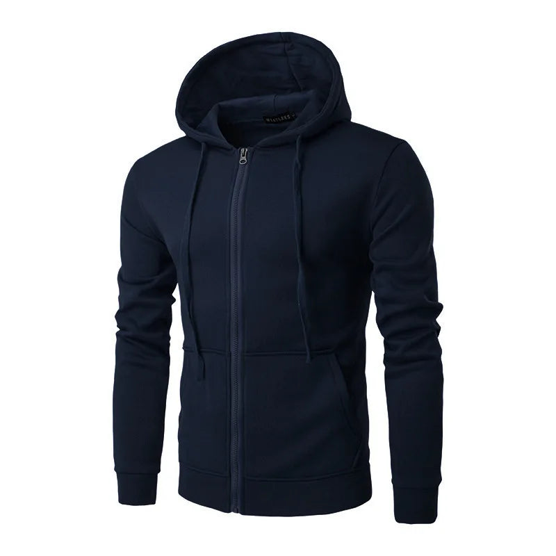 Autumn Men's Slim Fit Hoodie Jacket with Zipper Closure