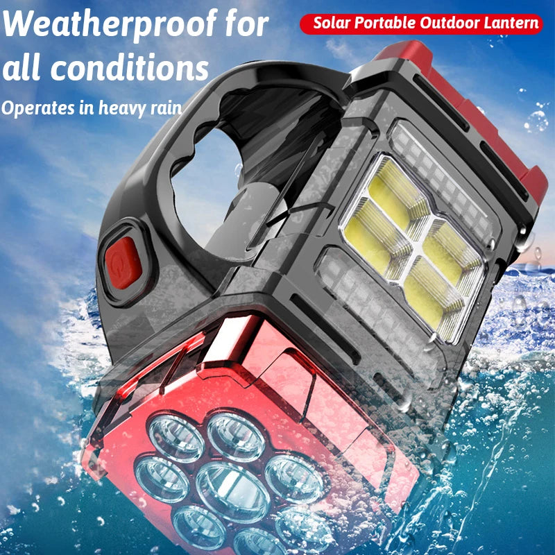 🔦 DUAL COLOR SOLAR LED LIGHT 🔋☀️ 16-LED Rechargeable Lantern w/ USB Power Bank – Dual Light Modes for Any Adventure!