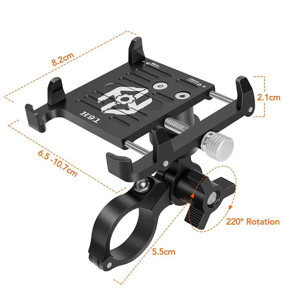 NEWBOLER 360° Rotatable Aluminum Bike Phone Mount – Adjustable, Non-Slip MTB Bicycle Holder