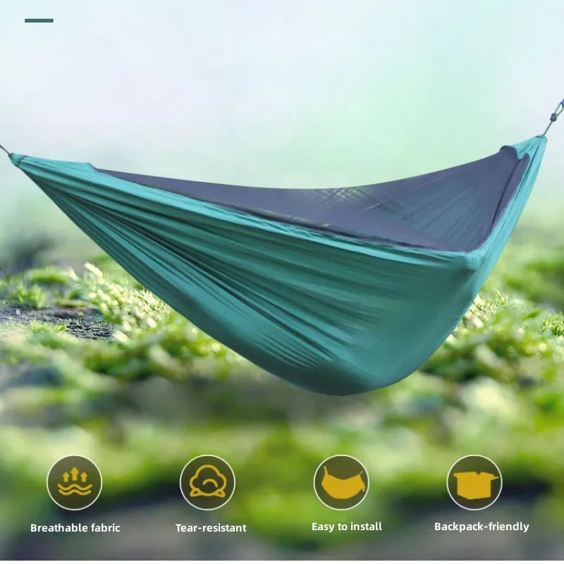 Hammock with Mosquito Net and Tree Straps for Camping and Travel"