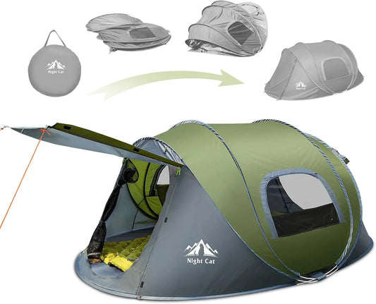 ⛺ Night Cat Pop-Up Tent for 2 ⚡ Instant Setup – Waterproof, Hassle-Free Shelter!