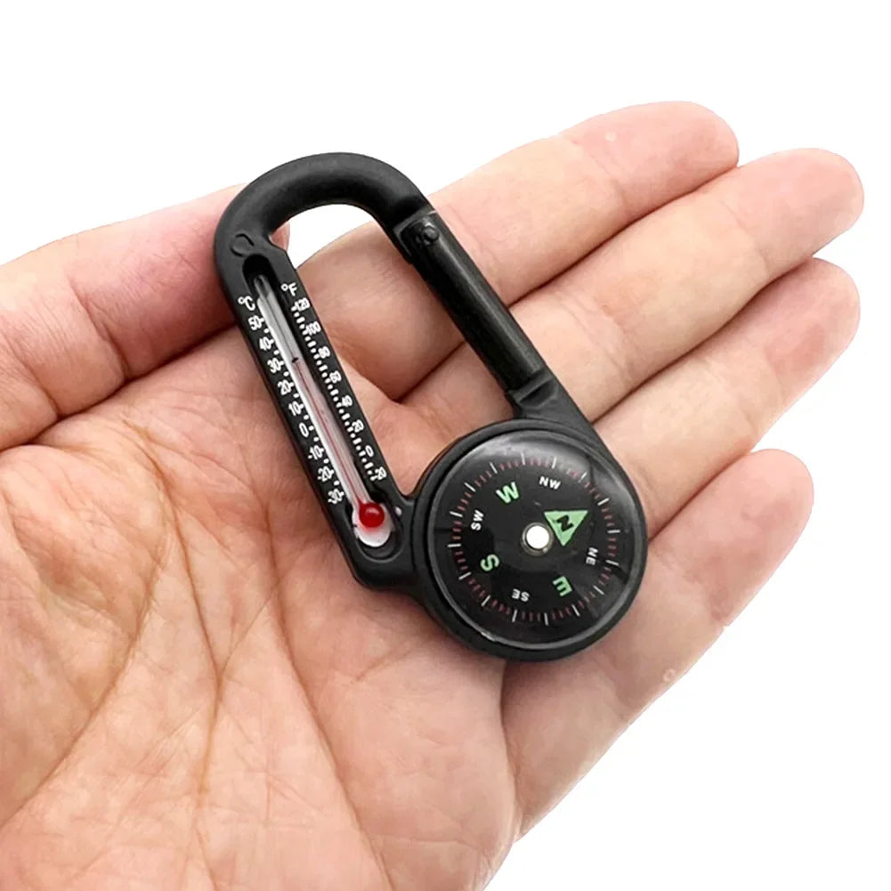 Portable Compass and Thermometer Carabiner Tool