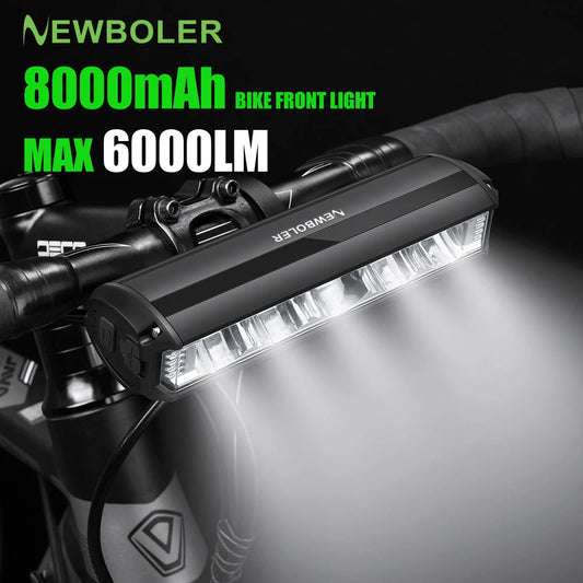 NEWBOLER 6000 Lumen Bike Light – 8000mAh USB Rechargeable Waterproof Front Bicycle Lamp.