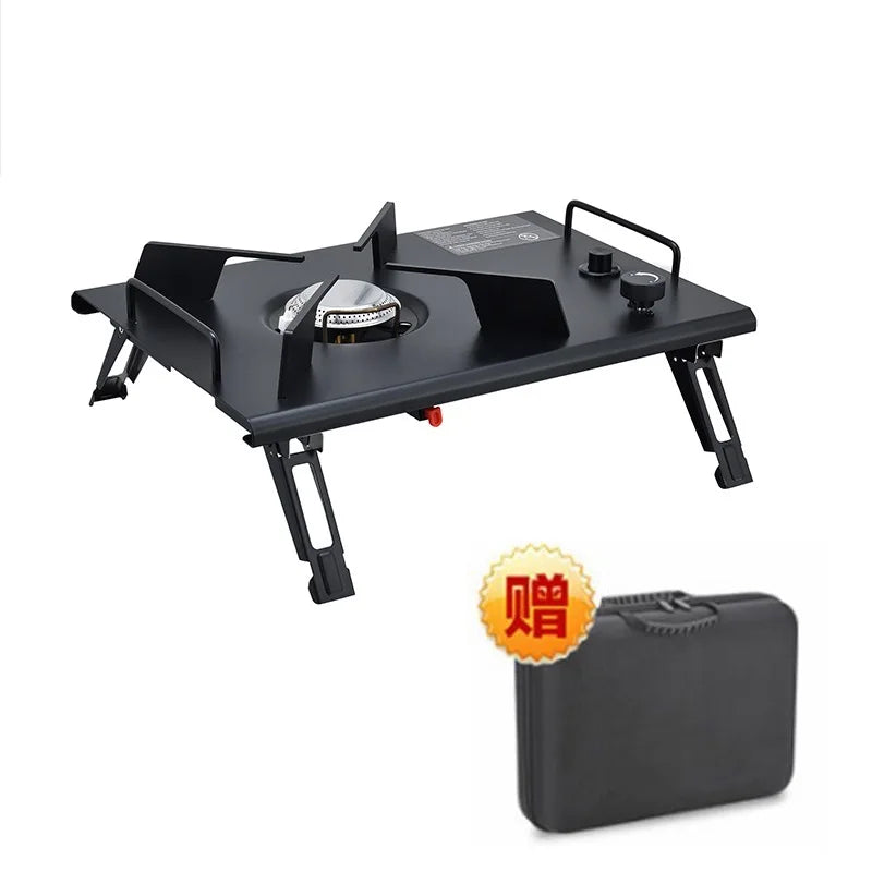 "LOHASCAMPING Multifunctional Lightweight IGT Folding Table with Adjustable Legs & Integrated Brazier for BBQ and Outdoor Adventures"