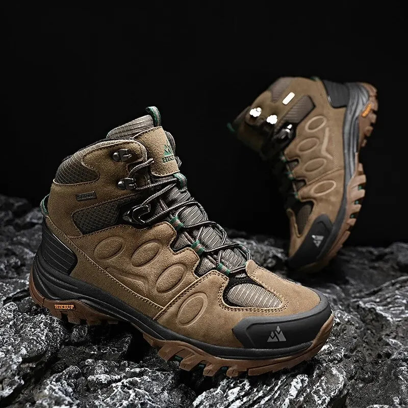 "HIKEUP Men's High-Top Hiking Boots - Winter, Non-Slip, Warm Suede Outdoor Shoes"