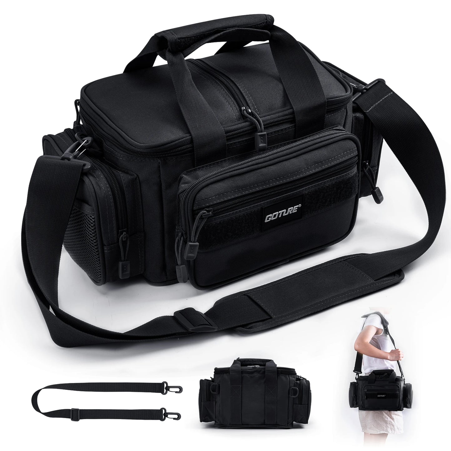 "Goture High-Capacity 600D Oxford Fishing Tackle Shoulder Bag