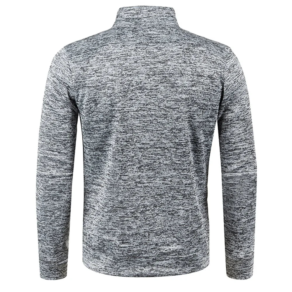 Men's Spring & Autumn Thicker Half-Zip Pullover Hoodie with Turtleneck.