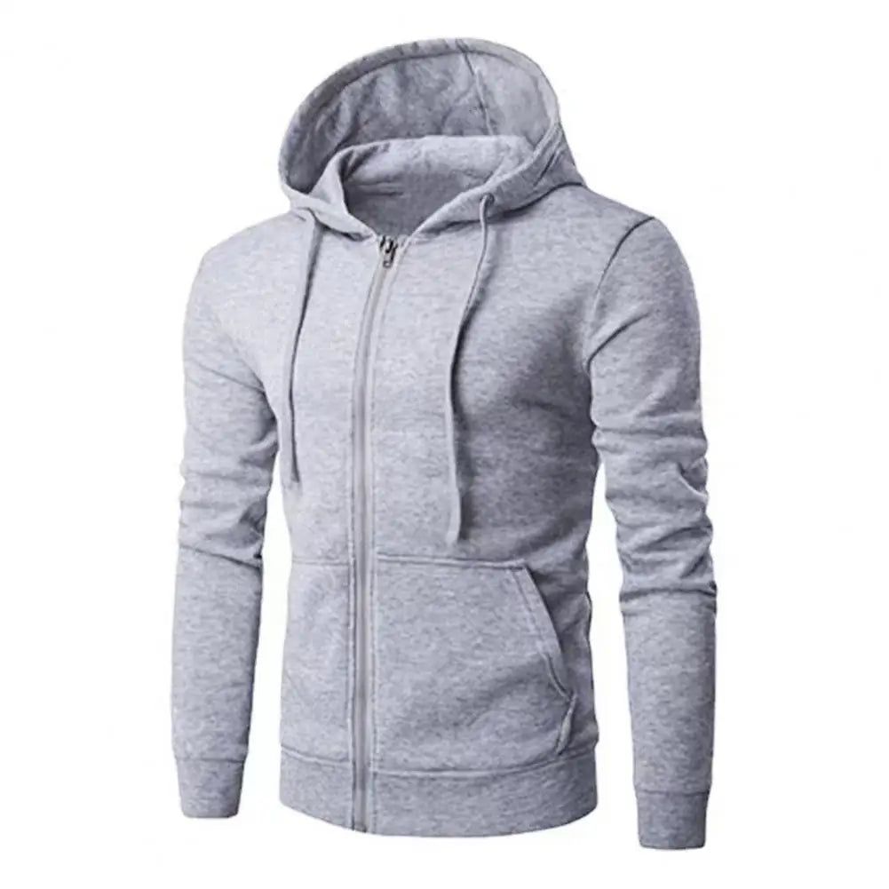 Autumn Men's Slim Fit Hoodie Jacket with Zipper Closure