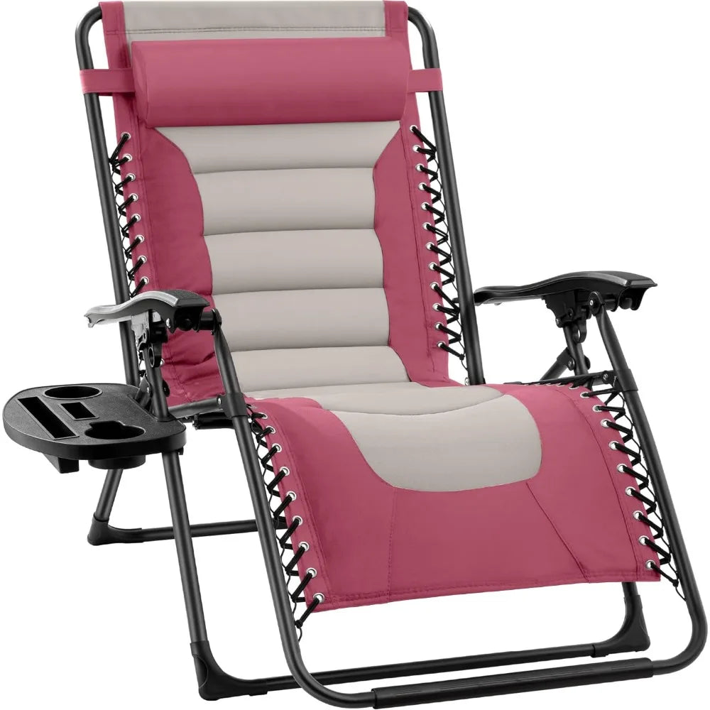 "XL Oversized Zero Gravity Outdoor Recliner with Headrest & Cup Holder"