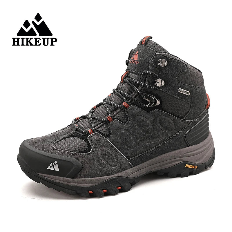 "HIKEUP Men's High-Top Hiking Boots - Winter, Non-Slip, Warm Suede Outdoor Shoes"