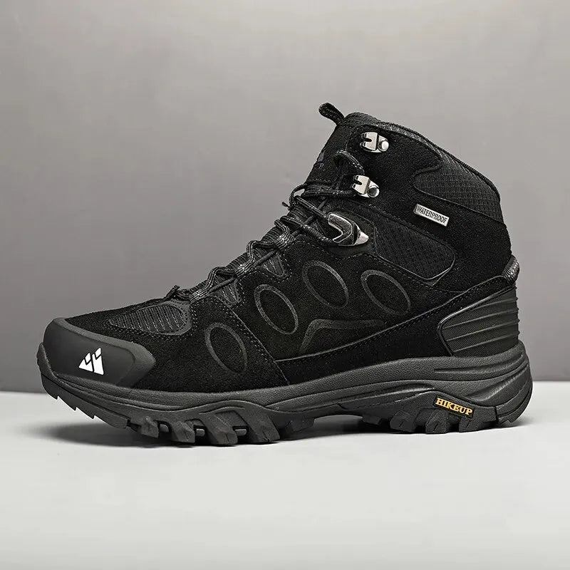 "HIKEUP Men's High-Top Hiking Boots - Winter, Non-Slip, Warm Suede Outdoor Shoes"