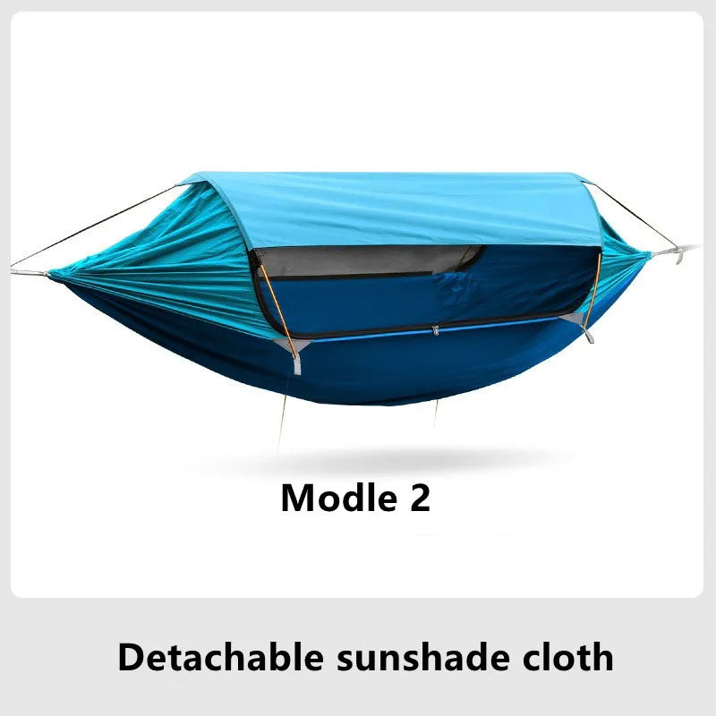🏕️ MODEL 2.0 TRAVELER HAMMOCK 🦟☀️ Double Hammock w/ Mosquito Net & Sunshade – Outdoor Ready, Anti-Roll Stability!
