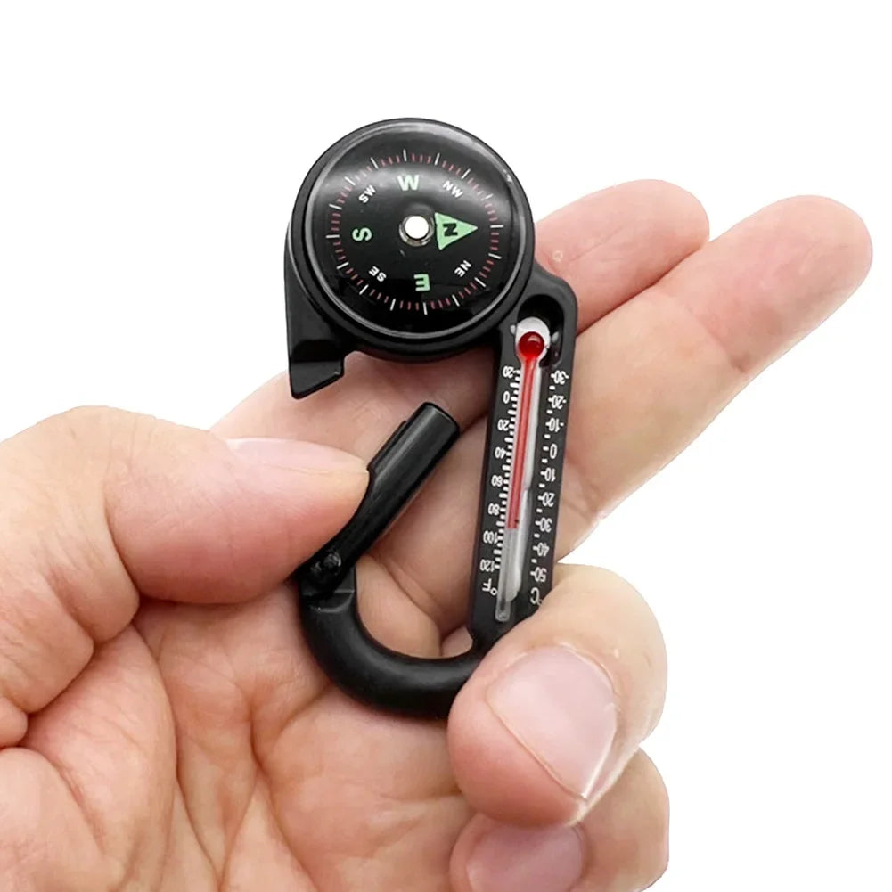 Portable Compass and Thermometer Carabiner Tool