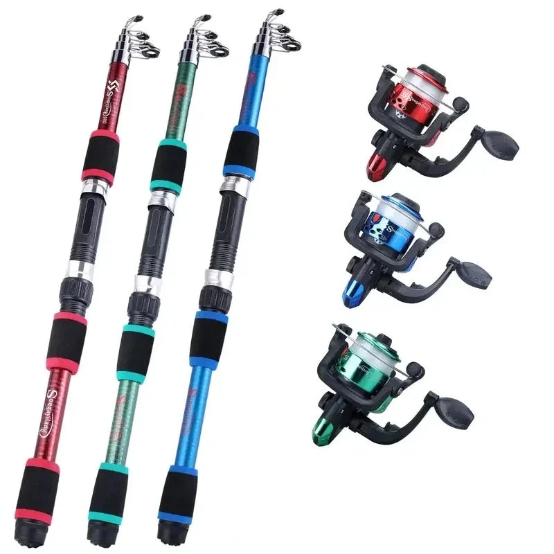 Compact Fishing Pole Set for Beginners, Full Kits With Telescopic Fishing Rod