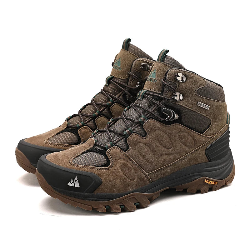 "HIKEUP Men's High-Top Hiking Boots - Winter, Non-Slip, Warm Suede Outdoor Shoes"