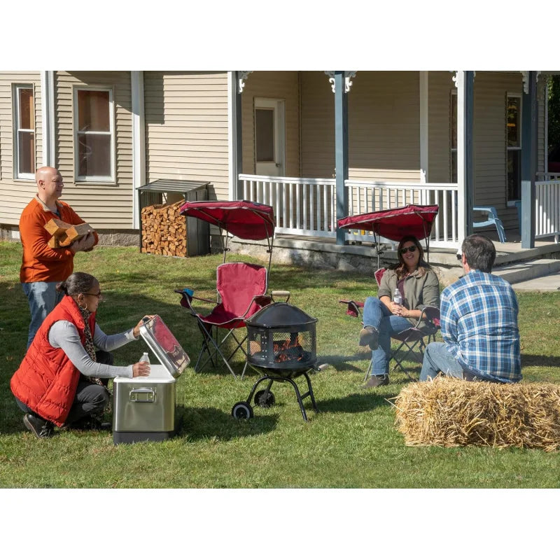 Wide Folding Camp Tilt UV Sun Protection Canopy Chair