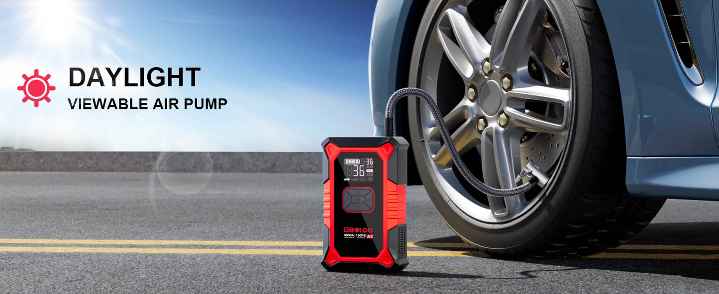 🚗⚡ GOOLOO A3 JUMP STARTER WITH AIR COMPRESSOR 🛞🔋 3000A POWER + 150PSI AUTO-INFLATE