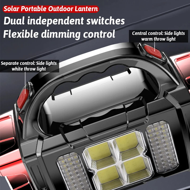 🔦 DUAL COLOR SOLAR LED LIGHT 🔋☀️ 16-LED Rechargeable Lantern w/ USB Power Bank – Dual Light Modes for Any Adventure!