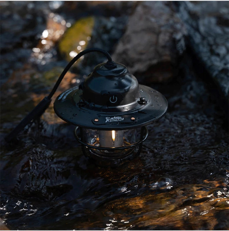 Retro Portable Camping Lantern: Waterproof, Dimmable Light for Hiking, Fishing, & Emergencies