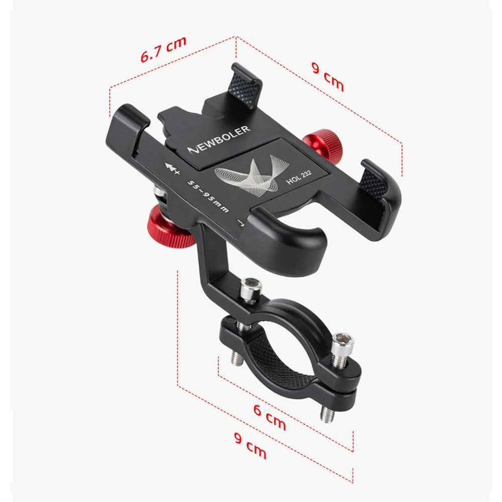 "NEWBOLER 360° Rotatable Aluminum MTB Phone Mount – Adjustable, Non-Slip Bike Holder for Cycling"