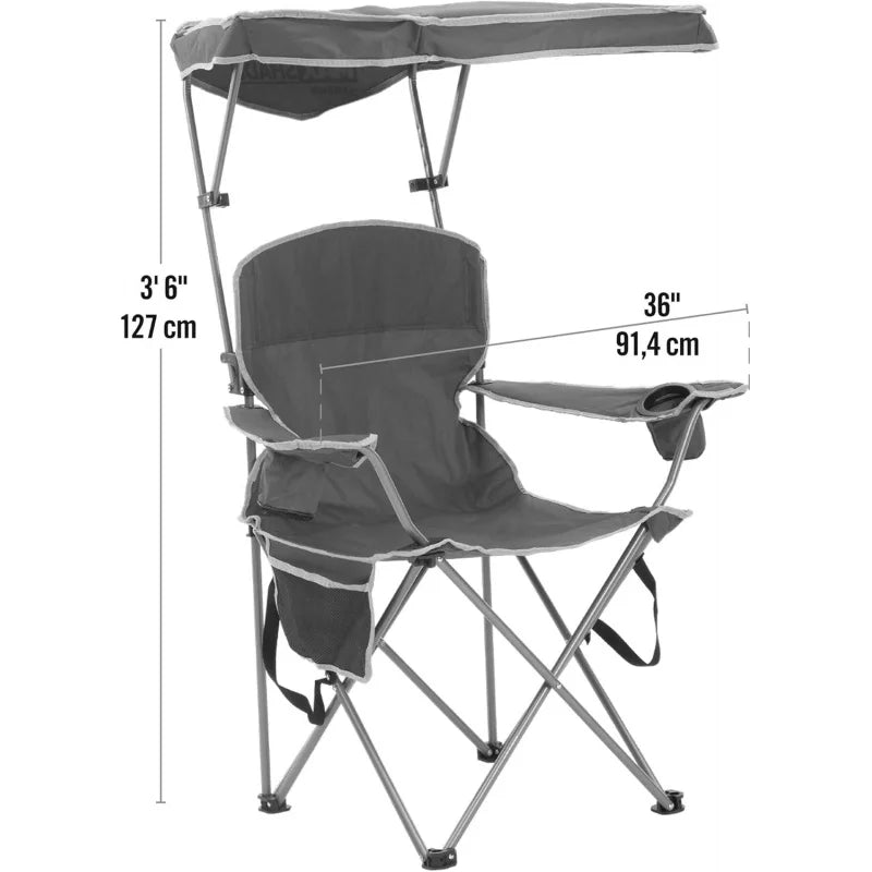 Wide Folding Camp Tilt UV Sun Protection Canopy Chair