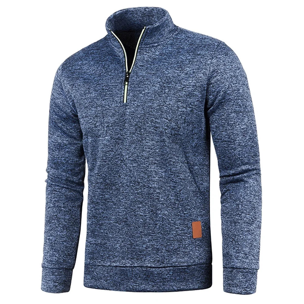 Men's Spring & Autumn Thicker Half-Zip Pullover Hoodie with Turtleneck.