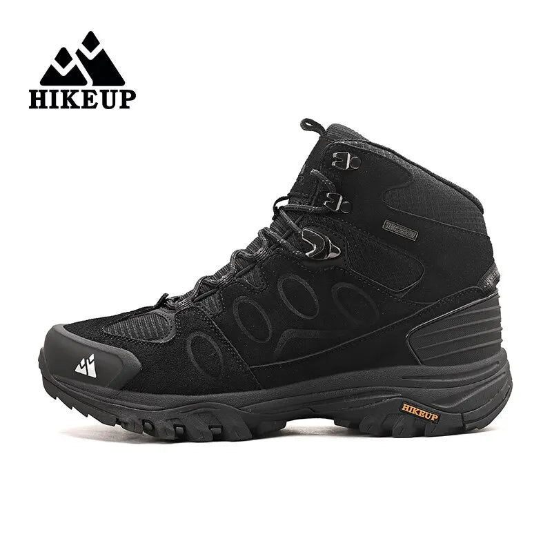 "HIKEUP Men's High-Top Hiking Boots - Winter, Non-Slip, Warm Suede Outdoor Shoes"