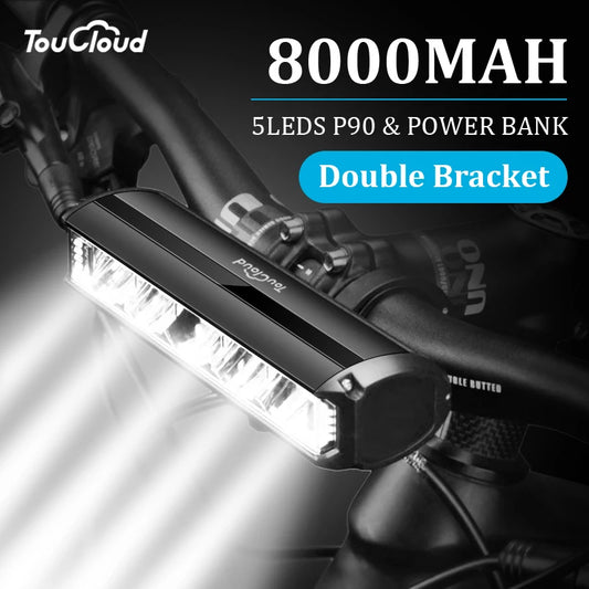TouCloud Bike Light – Ultra Bright & USB Rechargeable! 3/5 LED Headlamp 🔦 | 8000mAh Power 💥 | Road + MTB Ready 🚴