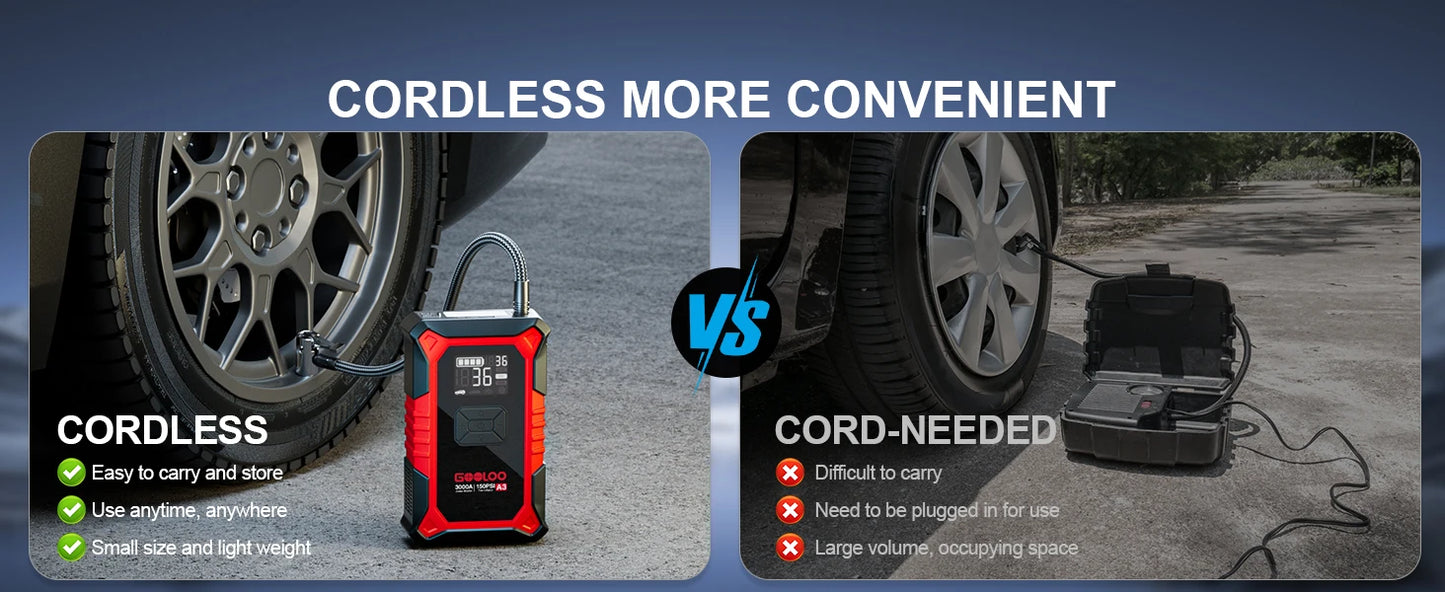 🚗⚡ GOOLOO A3 JUMP STARTER WITH AIR COMPRESSOR 🛞🔋 3000A POWER + 150PSI AUTO-INFLATE