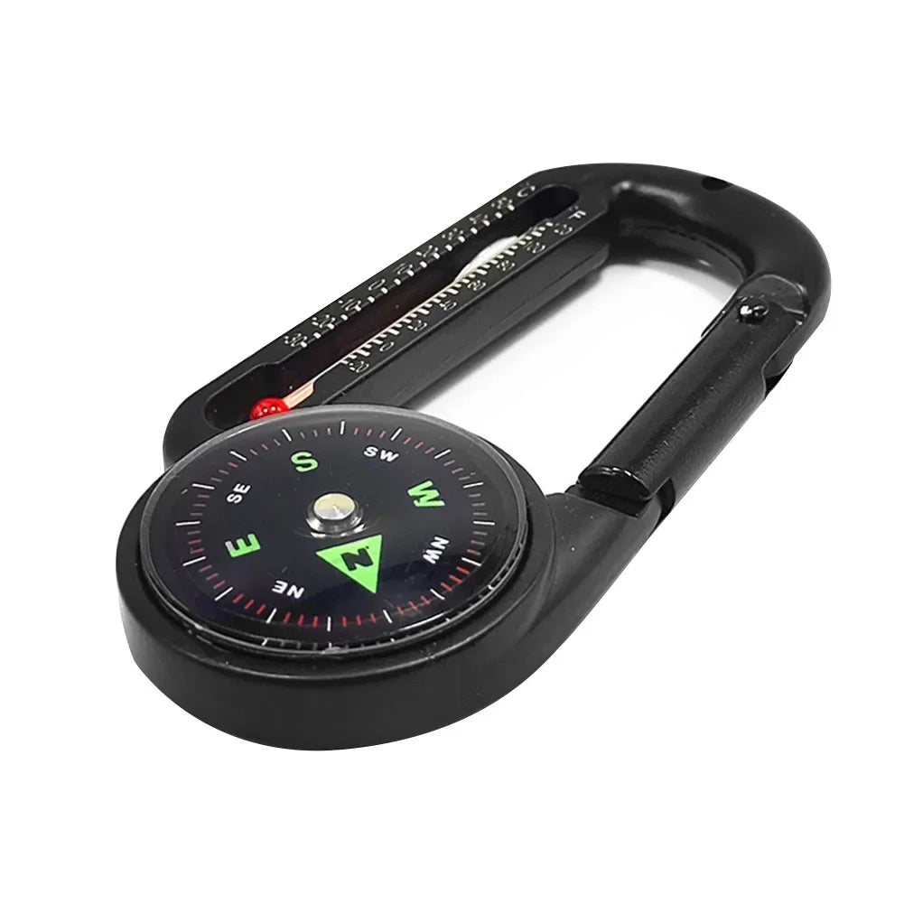 Portable Compass and Thermometer Carabiner Tool