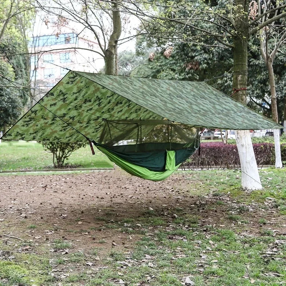 🌧️ ULTRA CAMP HAMMOCK SET 🦟☀️ 260x140cm Mosquito-Proof Hammock w/ Waterproof Rain Fly & Sunshade – Full Shelter Comfort Anywhere!