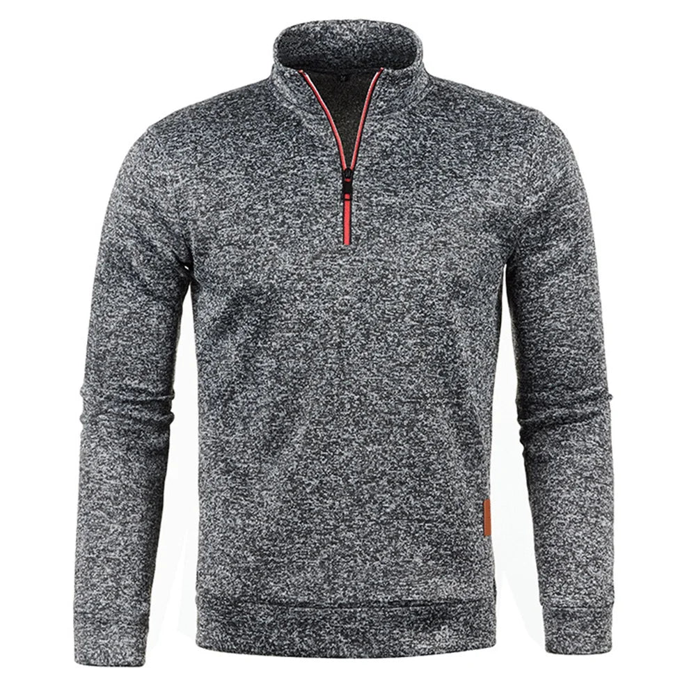 Men's Spring & Autumn Thicker Half-Zip Pullover Hoodie with Turtleneck.