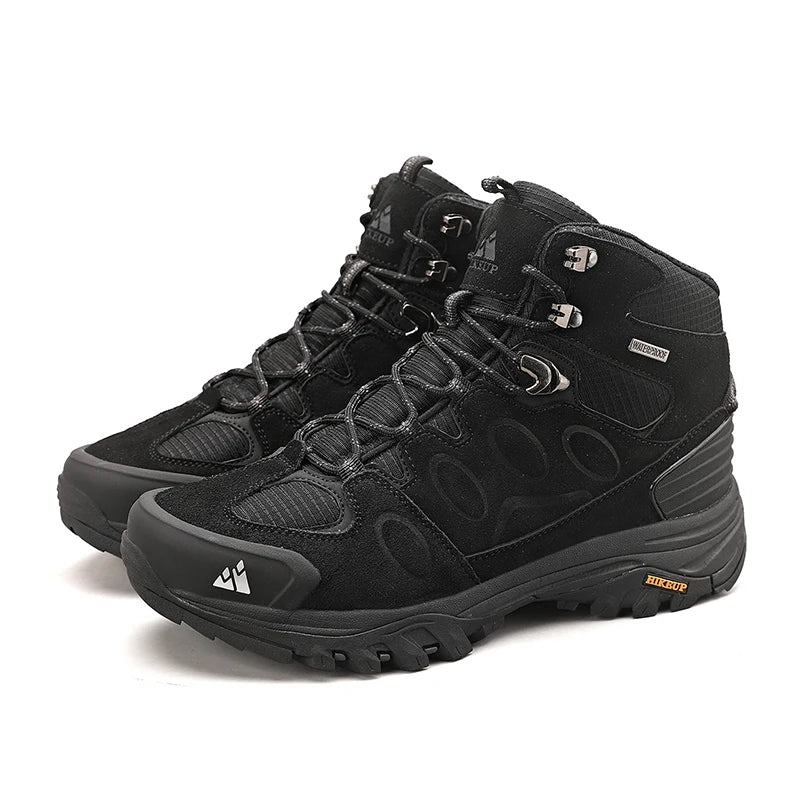 "HIKEUP Men's High-Top Hiking Boots - Winter, Non-Slip, Warm Suede Outdoor Shoes"