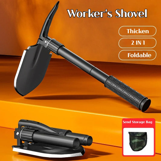 3-in-1 Camping Shovel: Shovel, Pickaxe & Hoe