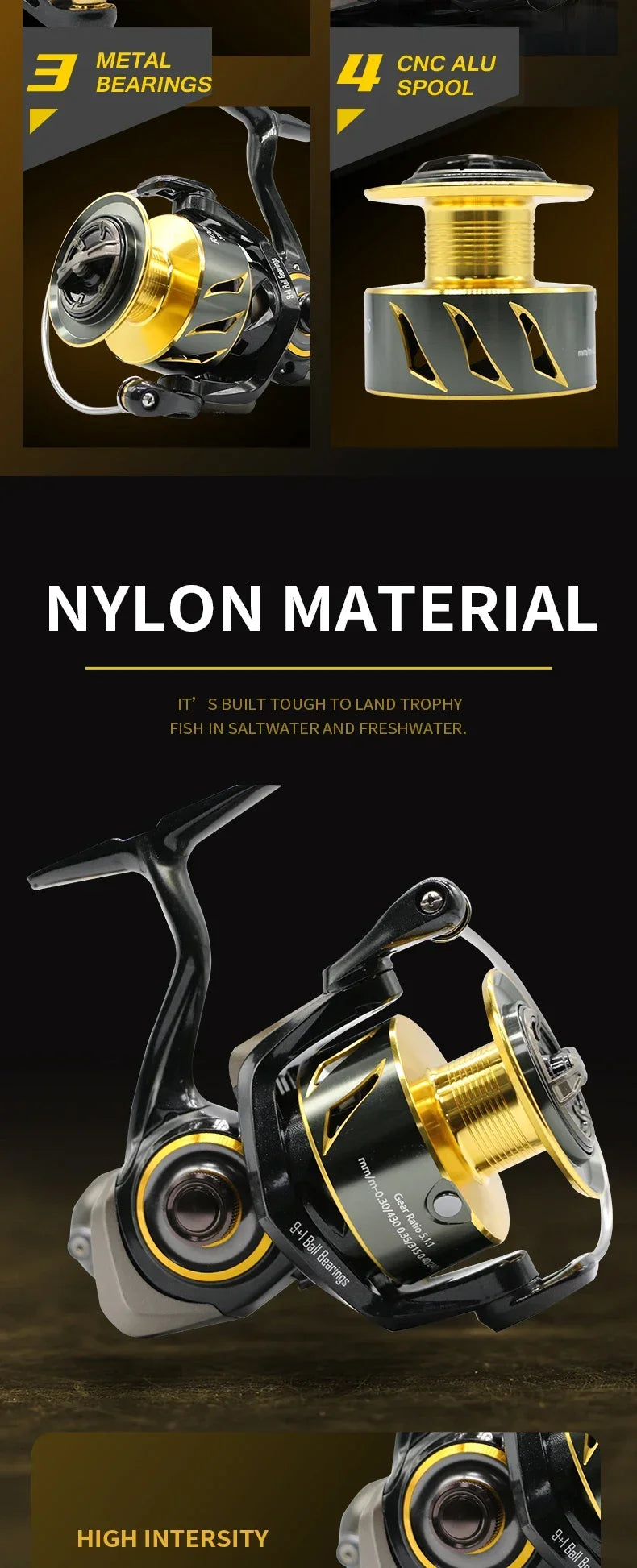 Rooblinos SW Long Shot High End Offshore Reel Full Metal 4000 8000 Series 9 + 1 BB 66LB Max Drag for Pro Saltwater Fishing