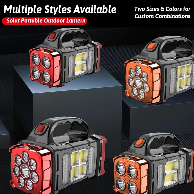 🔦 DUAL COLOR SOLAR LED LIGHT 🔋☀️ 16-LED Rechargeable Lantern w/ USB Power Bank – Dual Light Modes for Any Adventure!