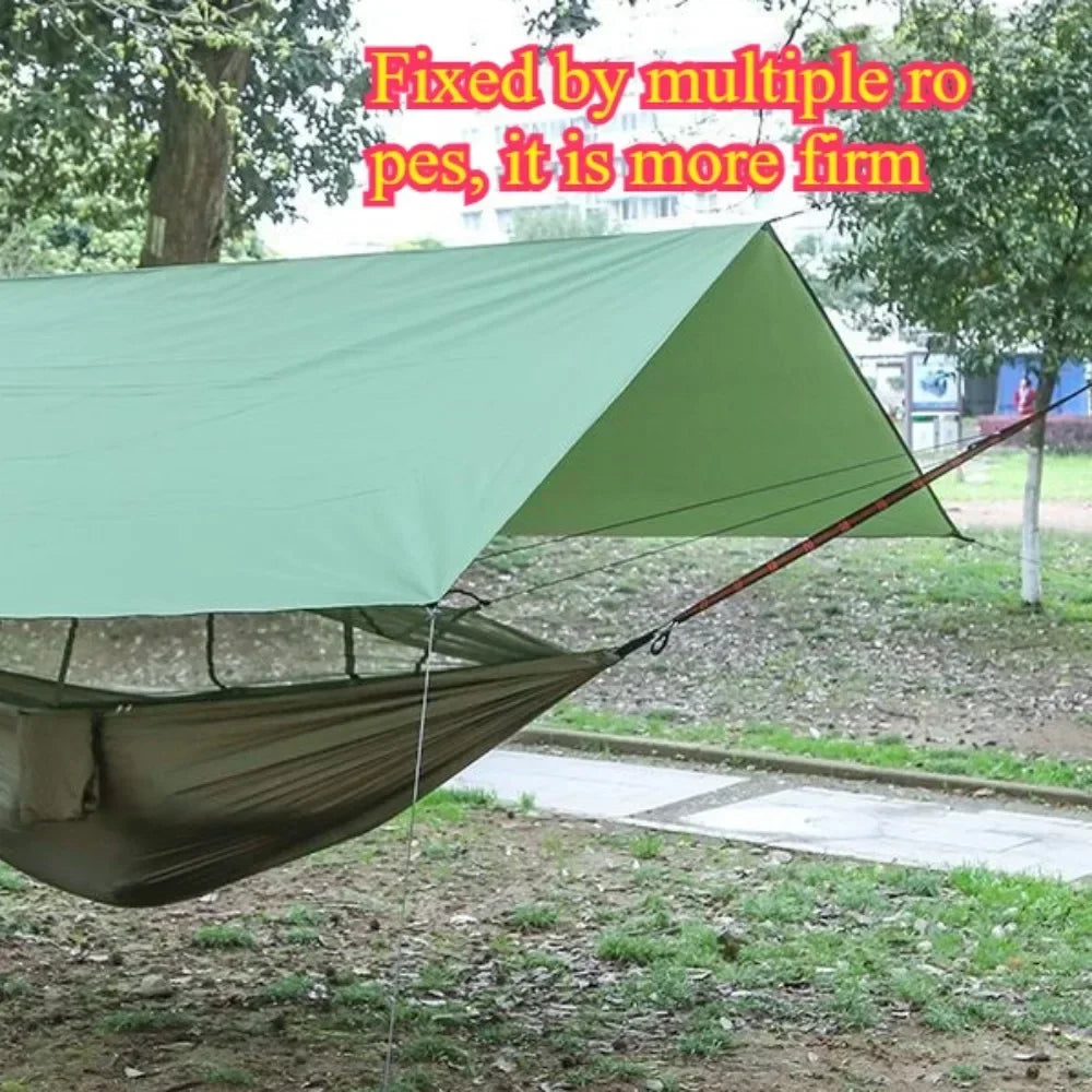 🌧️ ULTRA CAMP HAMMOCK SET 🦟☀️ 260x140cm Mosquito-Proof Hammock w/ Waterproof Rain Fly & Sunshade – Full Shelter Comfort Anywhere!